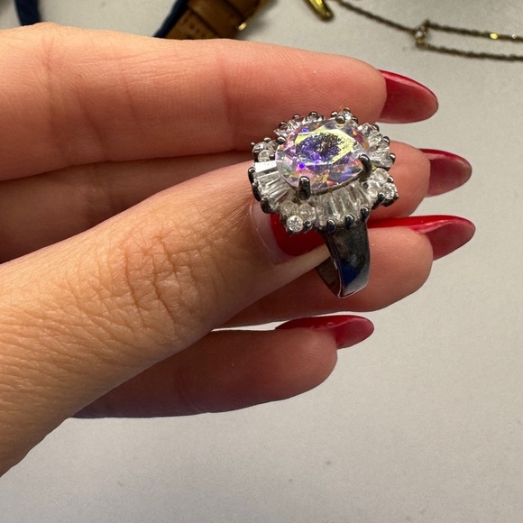 Silver Ring with Iridescent Gemstone - Picture 2 of 2